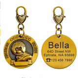 New dog identity card custom lettering tag Jin Mao Teddy dog bronze dog anti-lost pet brand.