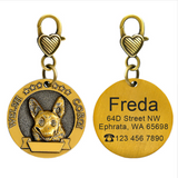 New dog identity card custom lettering tag Jin Mao Teddy dog bronze dog anti-lost pet brand.