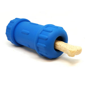 ID Bone Durable Rubber Chew Toy and Treat Dispenser - Medium - Blue.