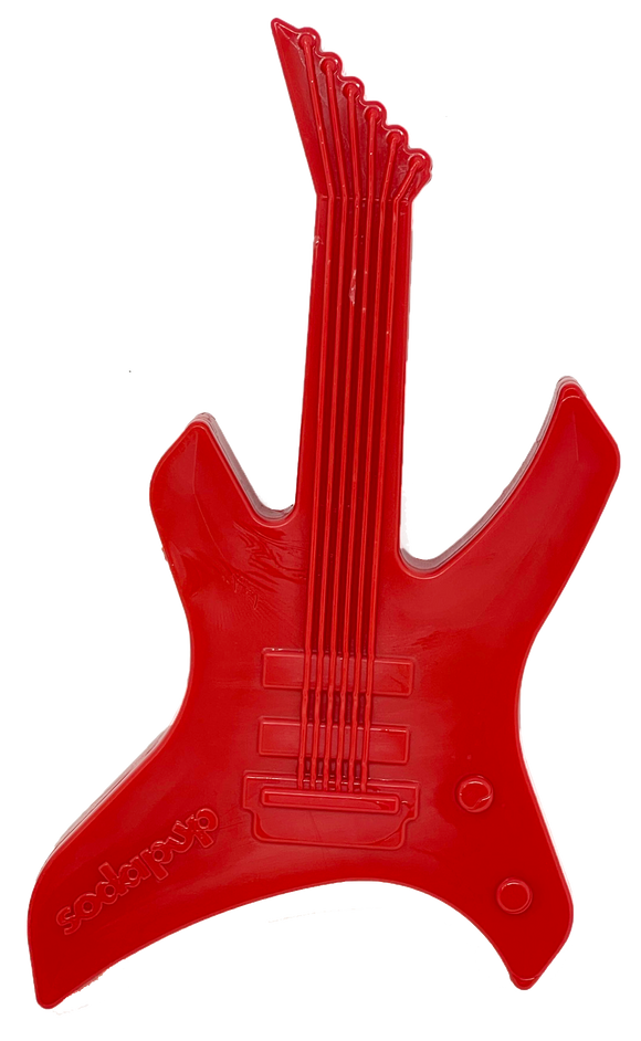 SP Electric Guitar Ultra Durable Nylon Dog Chew Toy for Aggressive Chewers - Red.