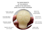 MKB Glow in the Dark Sugar Skull Chew Toy & Treat Dispenser - Medium - Translucent.