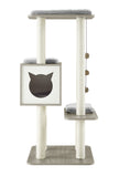 Elegant Wooden Modern Cat Tree Cat Condo Multi-Level Towers Cat Activity Tower with Scratching Posts, with Removable and Washable Mats (High Tower).