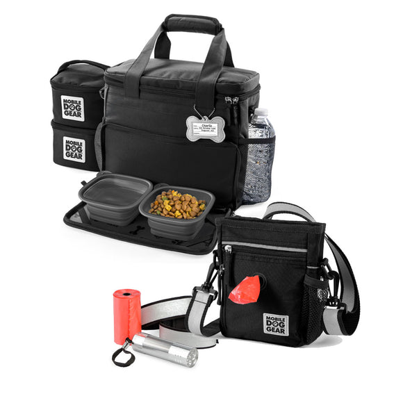 Bundle: ODG Day/Night Walking Bag (Black) and ODG Week Away Bag TM (Small Dogs) (Black).
