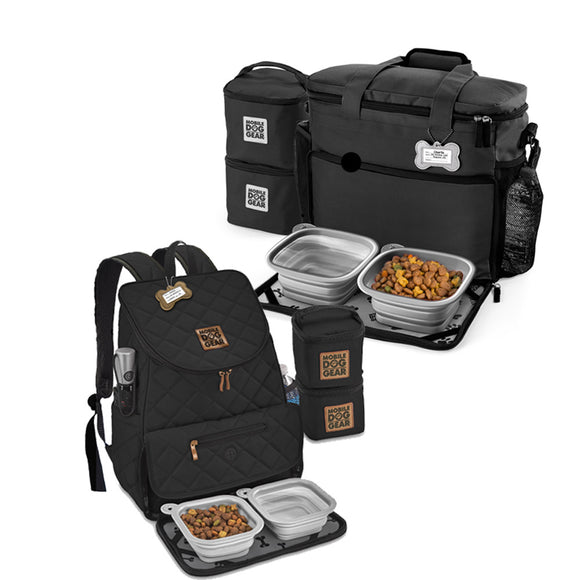 Bundle: ODG Week Away Bag TM (Med/Lg Dogs) (Black) and ODG Weekender Backpack TM (Black).