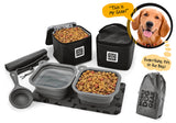 Bundle: ODG Day/Night Walking Bag (Black), ODG Rolling Week Away Bag TM, ODG Dine Away Set TM (Med/Lg Dogs) (Black) and ODG Weekender Backpack TM (Black).