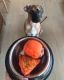 MKB Roasted Turkey Durable Rubber Chew Toy & Treat Dispenser - Medium - Orange.