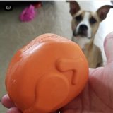 MKB Roasted Turkey Durable Rubber Chew Toy & Treat Dispenser - Medium - Orange.