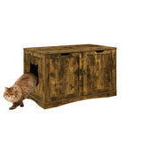 X-Large Cat Washroom Bench Litter Box Enclosure Furniture Box House with Table.