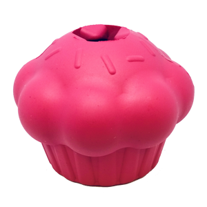 Cupcake Durable Rubber Chew Toy & Treat Dispenser - Pink.
