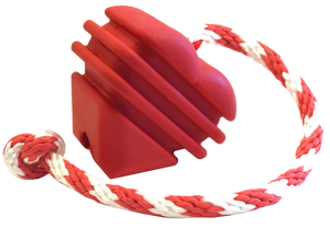 MKB Heart on a String Ultra-Durable Durable Rubber Chew Toy, Reward Toy, Tug Toy, and Retrieving Toy - Large - Red.