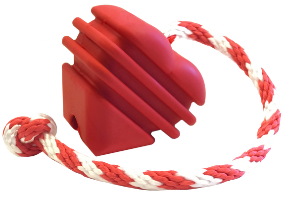 MKB Heart on a String Ultra-Durable Durable Rubber Chew Toy, Reward Toy, Tug Toy, and Retrieving Toy - Large - Red.