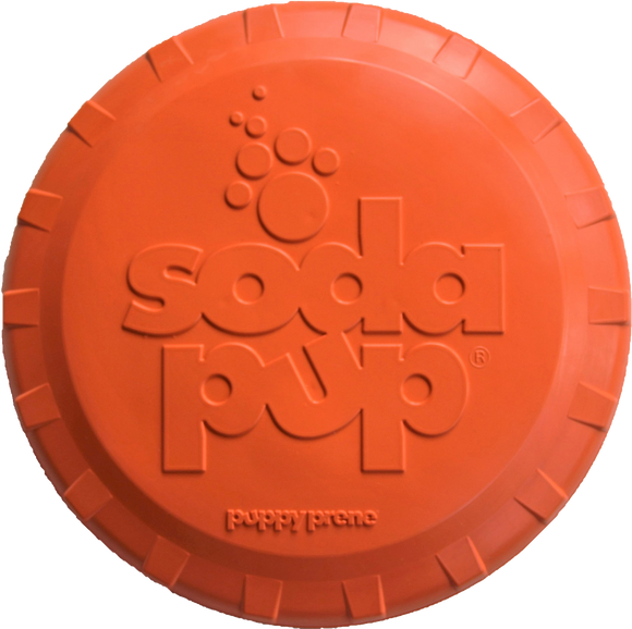 SP Bottle Top Flyer Durable Rubber Retrieving Frisbee - Orange Squeeze.