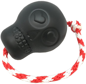 USA-K9 Magnum Skull Durable Rubber Chew Toy, Treat Dispenser, Reward Toy, Tug Toy, and Retrieving Toy - Black Magnum.
