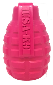 USA-K9 Puppy Grenade Durable Rubber Chew Toy & Treat Dispenser for Teething Pups - Pink.