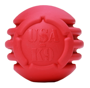 USA-K9 Stars and Stripes Ultra-Durable Rubber Chew Ball - Red.