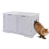 X-Large Cat Washroom Bench Litter Box Enclosure Furniture Box House with Table.