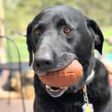 MKB Football Durable Synthetic Rubber Chew Toy and Treat Dispenser - Medium - Brown.