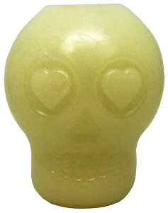 MKB Glow in the Dark Sugar Skull Chew Toy & Treat Dispenser - Medium - Translucent.