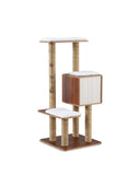 Elegant Wooden Modern Cat Tree Cat Condo Multi-Level Towers Cat Activity Tower with Scratching Posts, with Removable and Washable Mats (High Tower).